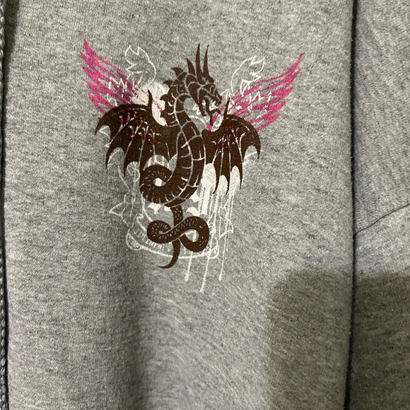 Deals Gap/Tail of the Dragon Gray Zip-Up Hoodie with Graphic - Picture 2 of 9